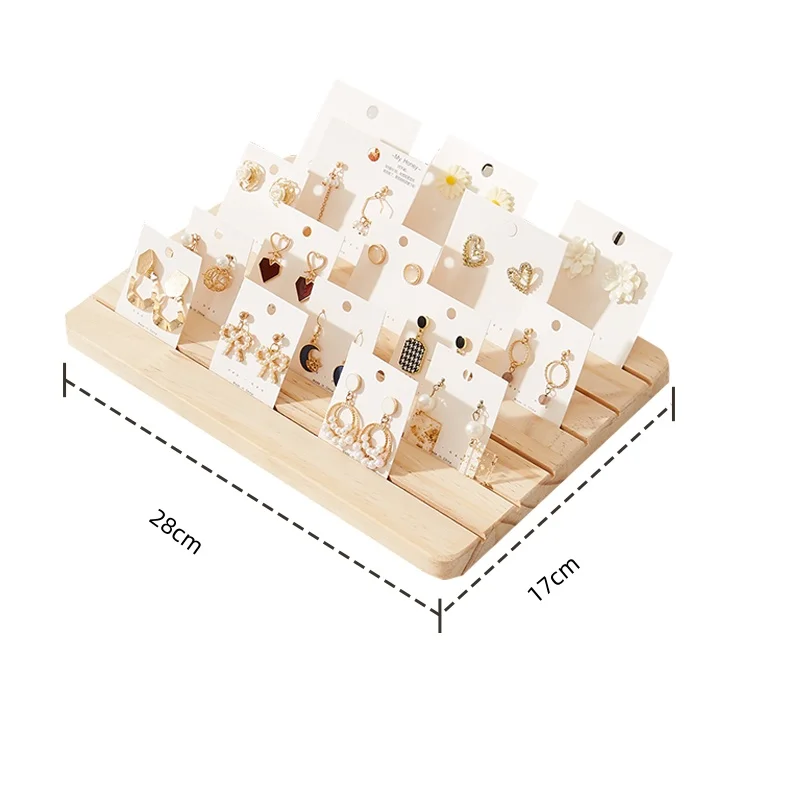 Natural Wood Earring Display Stand with 6 Slots