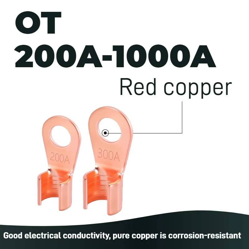 1/5 قطعة 200-1500ACopper OT محطة غير معزول سلك موصل العارية كابلات كهربائية محطات العروة بطارية حلقة تجعيد محطة
