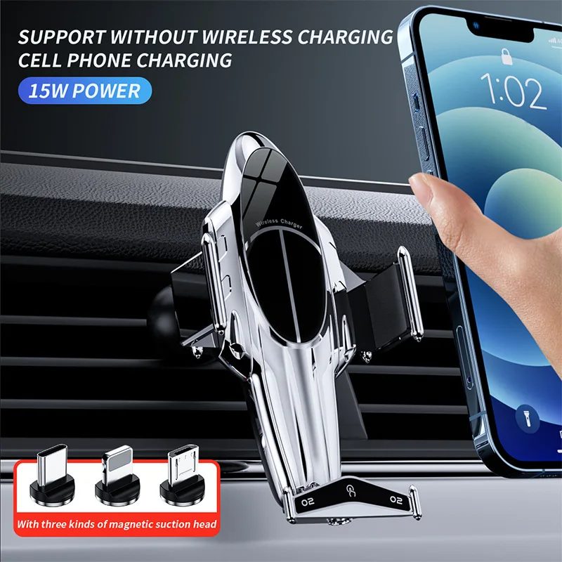 ZIHU Wireless Charging Fast 15W Charging GPS Car Navigation Aircraft Wireless Magnetic Suction Charging Mobile Phone Bracket