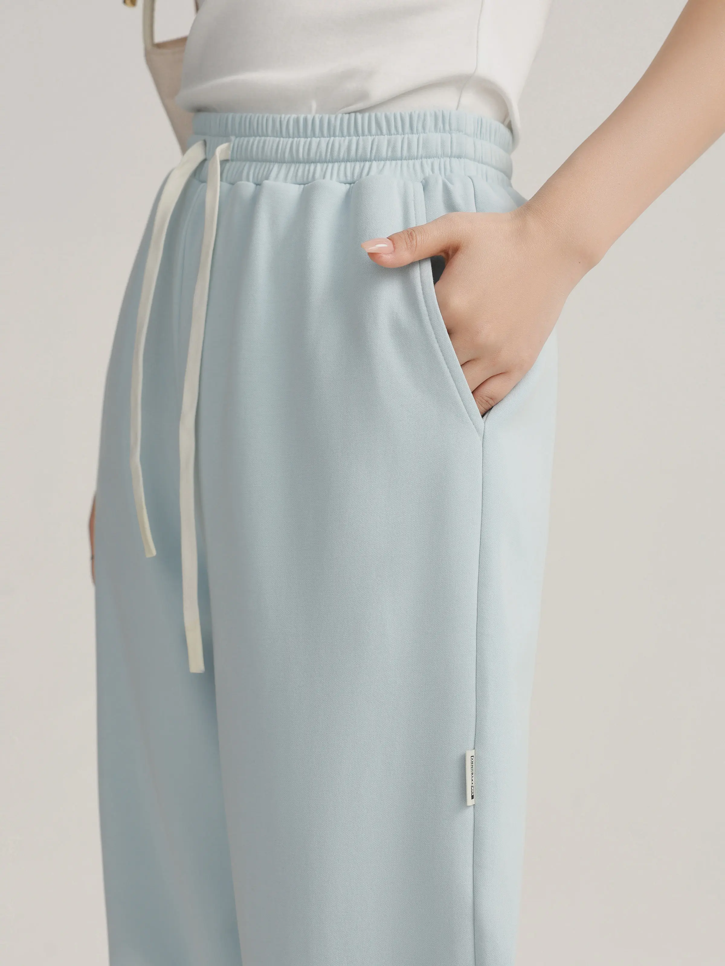 Lightweight Elastic Waist Straight Pants for Women Casual High Rise Drawstring Trousers Relaxed Slim Look Spring Lady Daily Wear