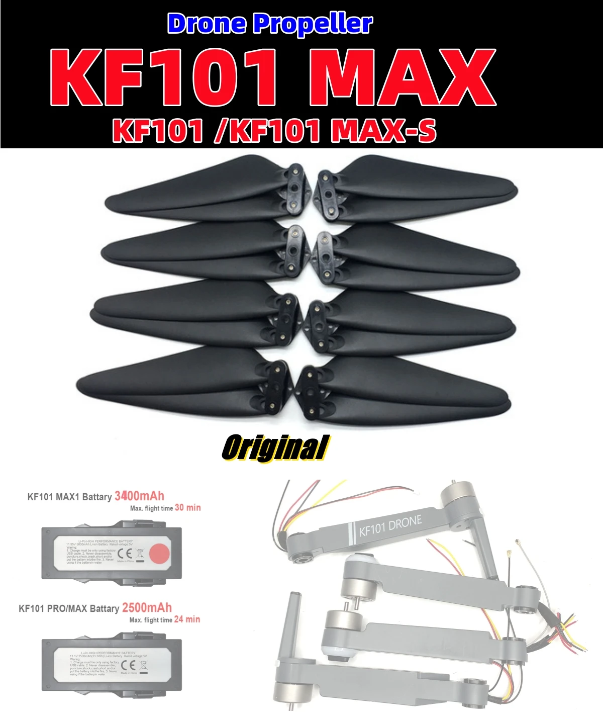 Free JHD KF101 Max Drone Blades For Original KF101 Max-S Paddle Drone KF101 Max Propeller KF101MAX Drone Paddle Wholesale