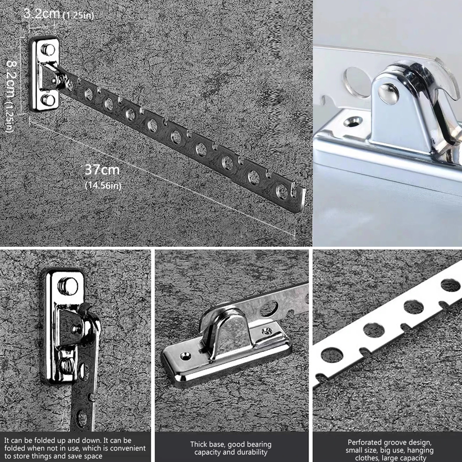 Wall Mounted Wall-Mounted Clothes Hanger New Closet Durable 10 Holes Stainless steel Folding Retractable Hook Clothes Stand view 6