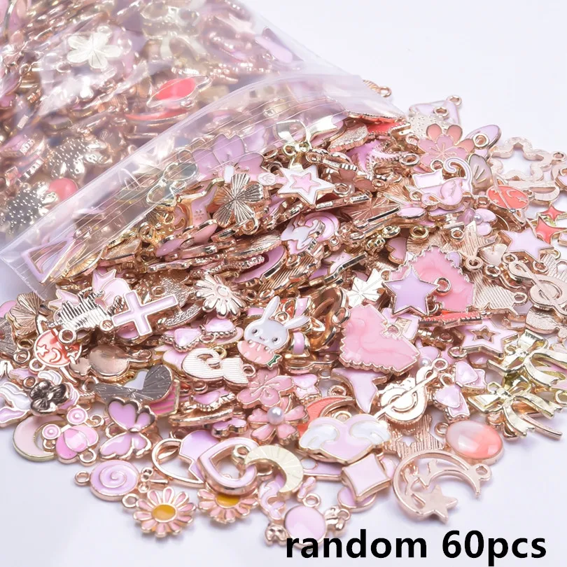 30/60/100 Stück zufällige Mischung Emaille/Tropfenöl Charms für Schmuckherstellung Bulk Schmuckstücke Charm Blume Herz Tier Tasche Charm DIY Anhänger