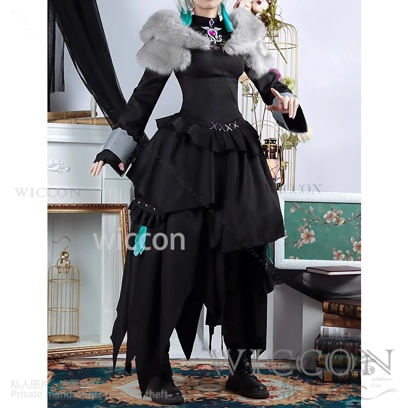 Anime Game Finall Fantasy 14 FF14 Cosplay Y'shtola Suit Black Dress Lolita Uniform Costume Wig Halloween Carnival Party Outfit