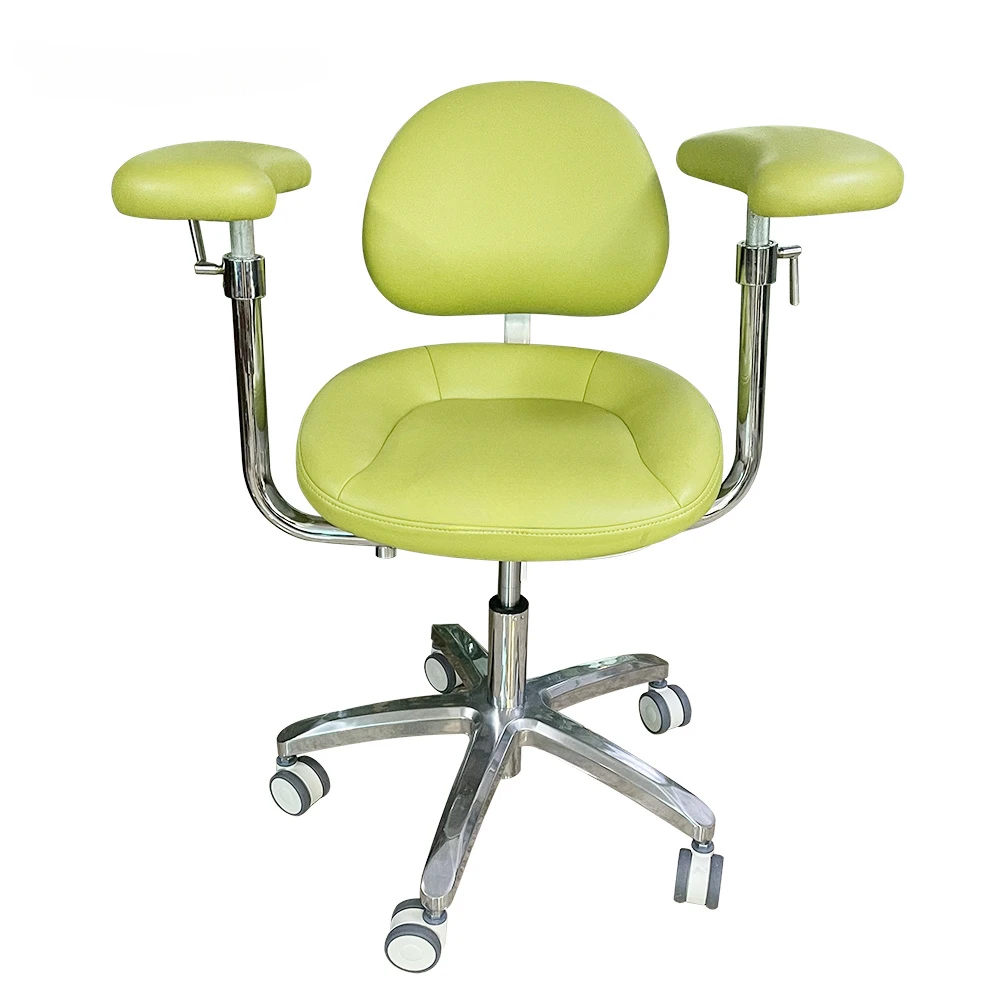 Dental Medical Ergonomic Saddle Stool Chair Fiber Leather Foot Control Operating Armrest Dental Chair