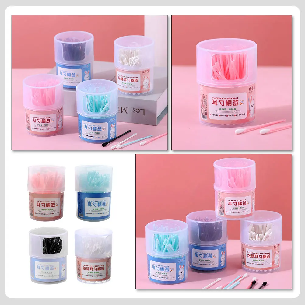 

4 Boxes Disposable Cotton Swabs Double-Headed Small Ear Pick Cotton Buds for Babies Ear Care Makeup Removal Household Cleaning
