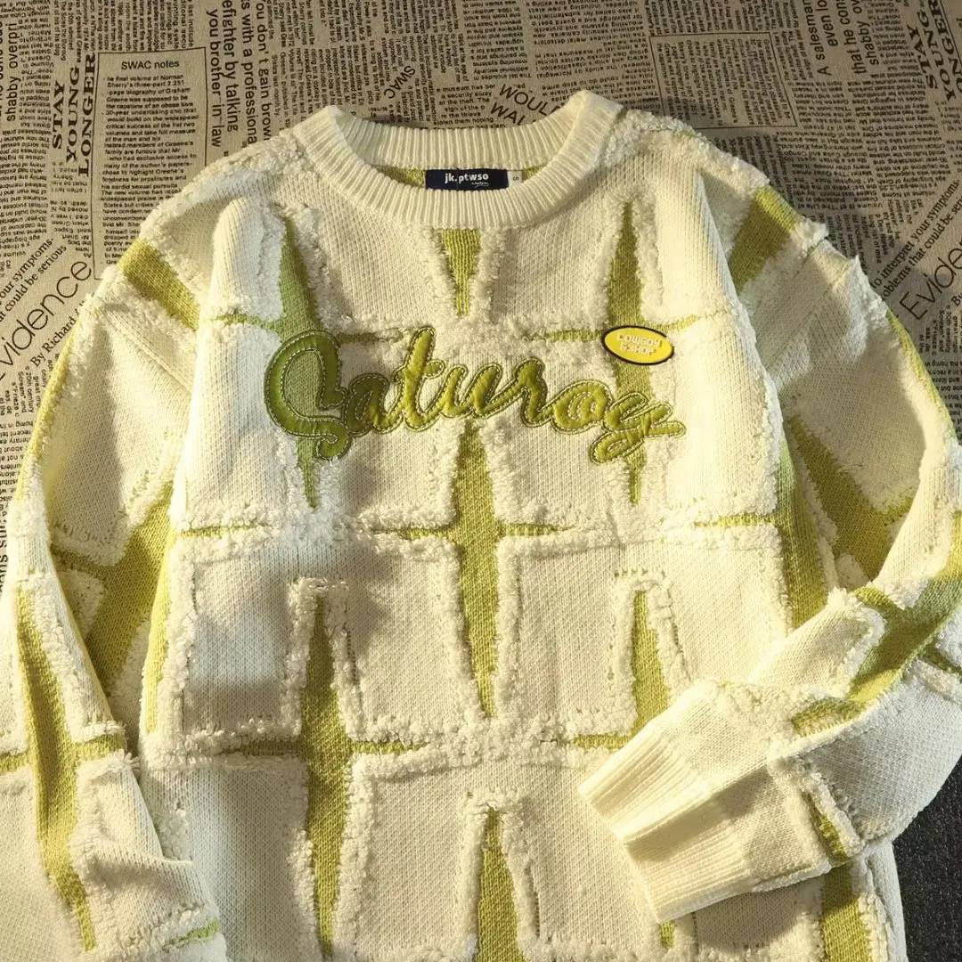 

The New Four Seasons of Hong Kong Style Retro Star Sweater Men's Loose Outer Wear Lazy Wind Couple Models Knitted Sweater Tops