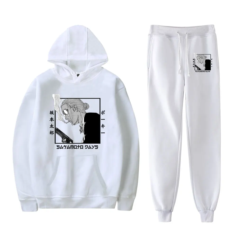 أنيمي ساكاموتو أيام القلقاس ساكاموتو خمر 90s هوديي ميرش هوديس مجموعة الرجال النساء هوديس السراويل ملابس خارجية قطعتين دعوى #2