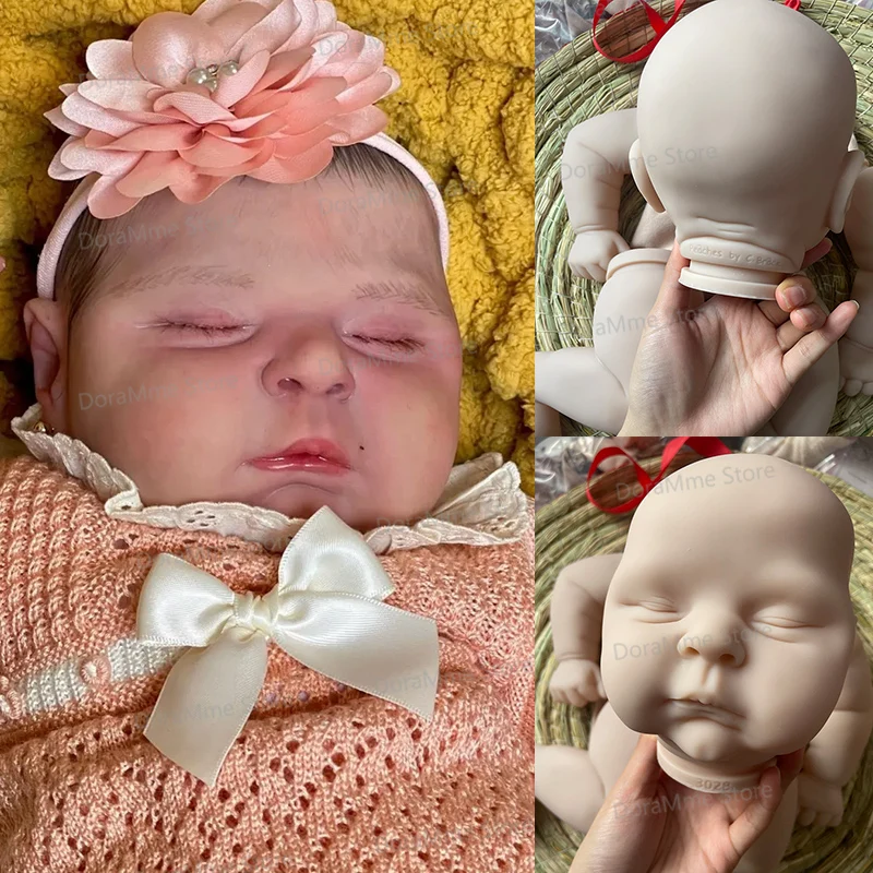 21Inch Peaches Reborn Kit Unpainted Doll Balnk Kit Soft Touch Fresh Color Unfinsihed DIY Kit with Cloth Body