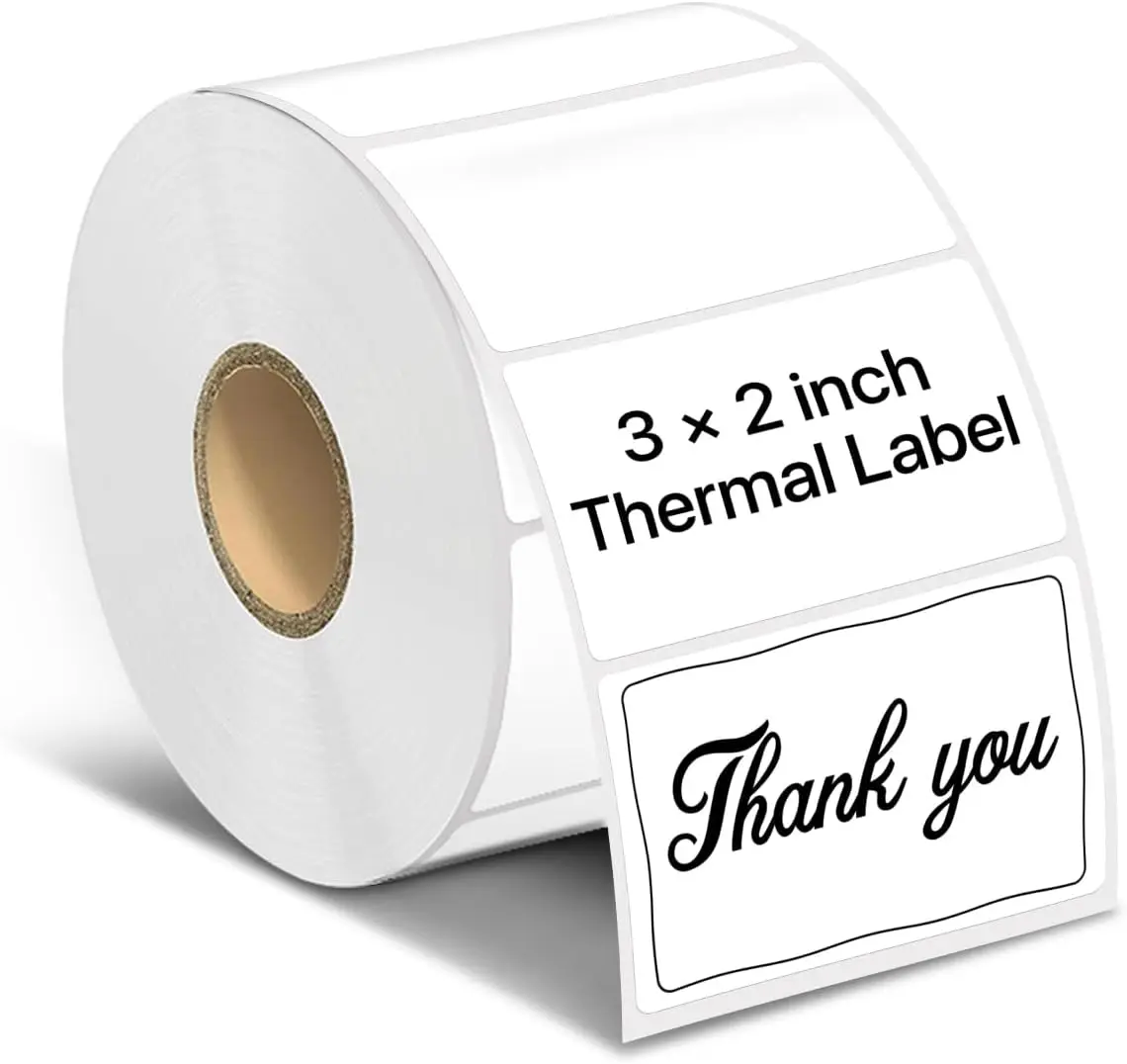 

Thermal Label Stickers 3x2 Inch, Direct Thermal Labels for Shipping Address Barcode, 500 Labels/Roll White