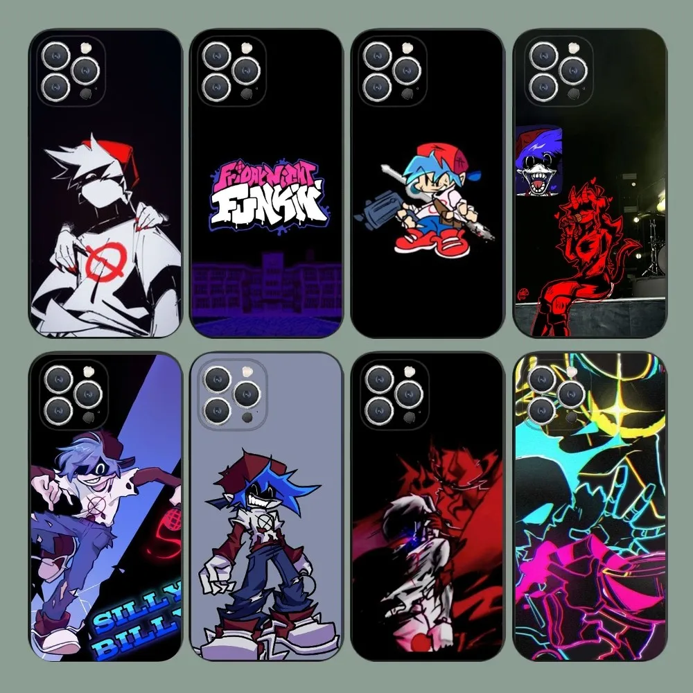 

Friday Night F-Funkin game Phone Case For iPhone 15,14,13,12,11,Plus,Pro Max,XS,X,XR,SE,Mini,8,7 Soft Silicone Black Cover
