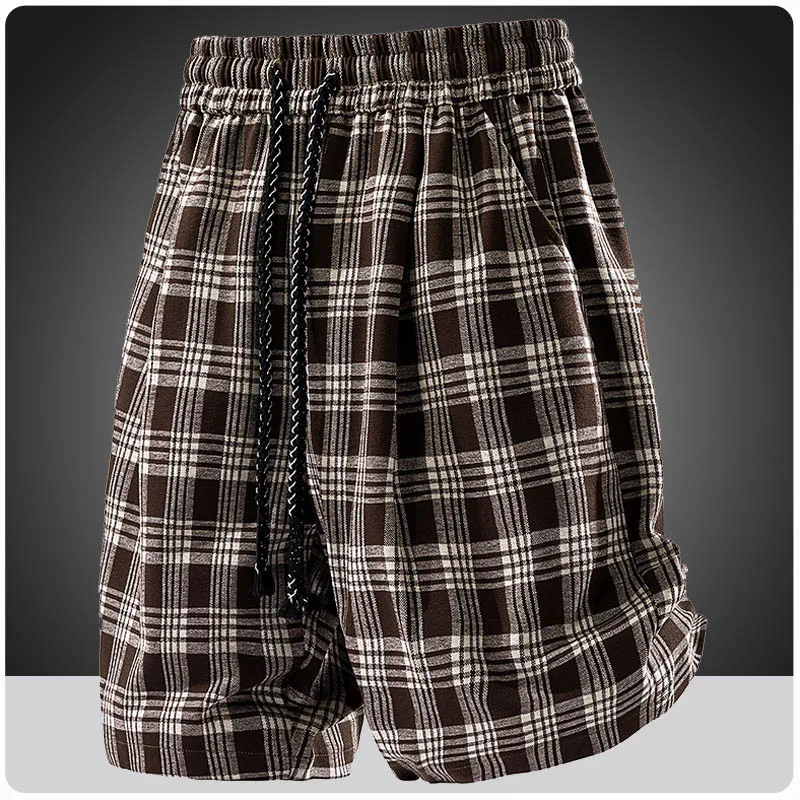 

Men's Plaid Cargo Shorts Summer Ice Silk Casual Loose Oversize 7XL 8XL Shorts Outdoor Gym Running Sport Five-Point Shorts Hommes