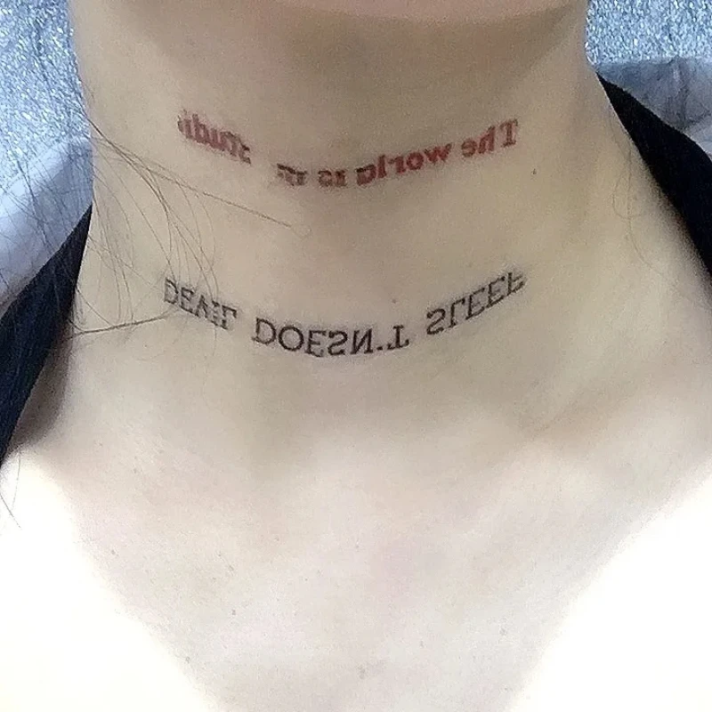 Pegatinas de tatuaje con letras del diablo para mujer y hombre, tatuajes temporales de arte Punk para cuello, tatuajes falsos impermeables, pegatina duradera