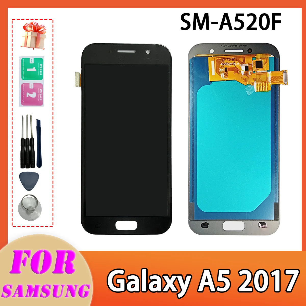 100% Tested For Samsung Galaxy A5 2017 A520 A520F SM-A520F LCD Display Touch Screen Assembly Replacement Screen No Frame