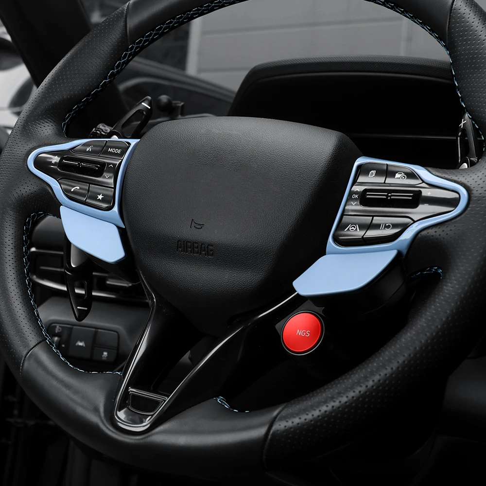 Carbonfaser-Stil Lenkradrahmenabdeckung Zierleiste Innenraumzubehör LHD/RHD für Hyundai Veloster N 2019-2023 Kona N I30N – Detail 16