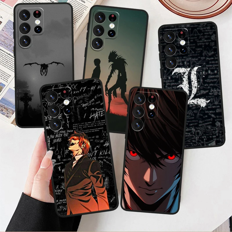 Death Note Japan Anime For Samsung Galaxy S24 S23 S22 S21 S20 FE S10e S10 FE Ultra Plus Soft TPU Black Phone Case