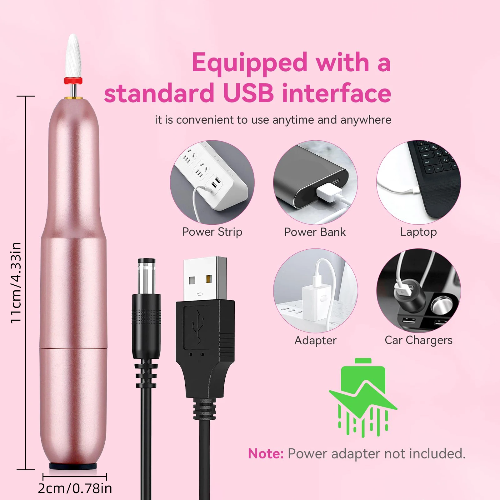 プロ仕様多機能ハンドヘルド電動ネイルドリル、サロン用ポータブル充電式ネイル除去ツール