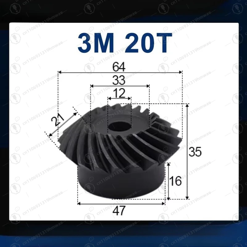 3 Module 20 Tooth 1:1 Precision Spiral Bevel Gear 45 Steel Hardened High Precision Pinion Spur Gear Mode