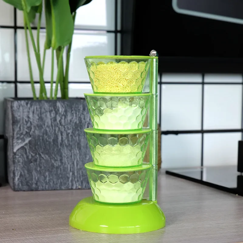 Vertical Rotatable Seasoning Box with Transparent Rotating Design Spice Box for Salt Jar Spoon Rotary Storage Rack Kitchen Tools