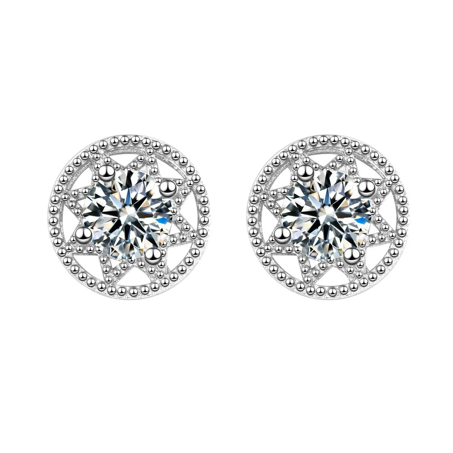 Ohrringe aus 925er-Sterlingsilber für Damen, runde Zirkon-Ohrringe, funkelnde Party, Hochzeit, Schmuck, Geschenkzubehör
