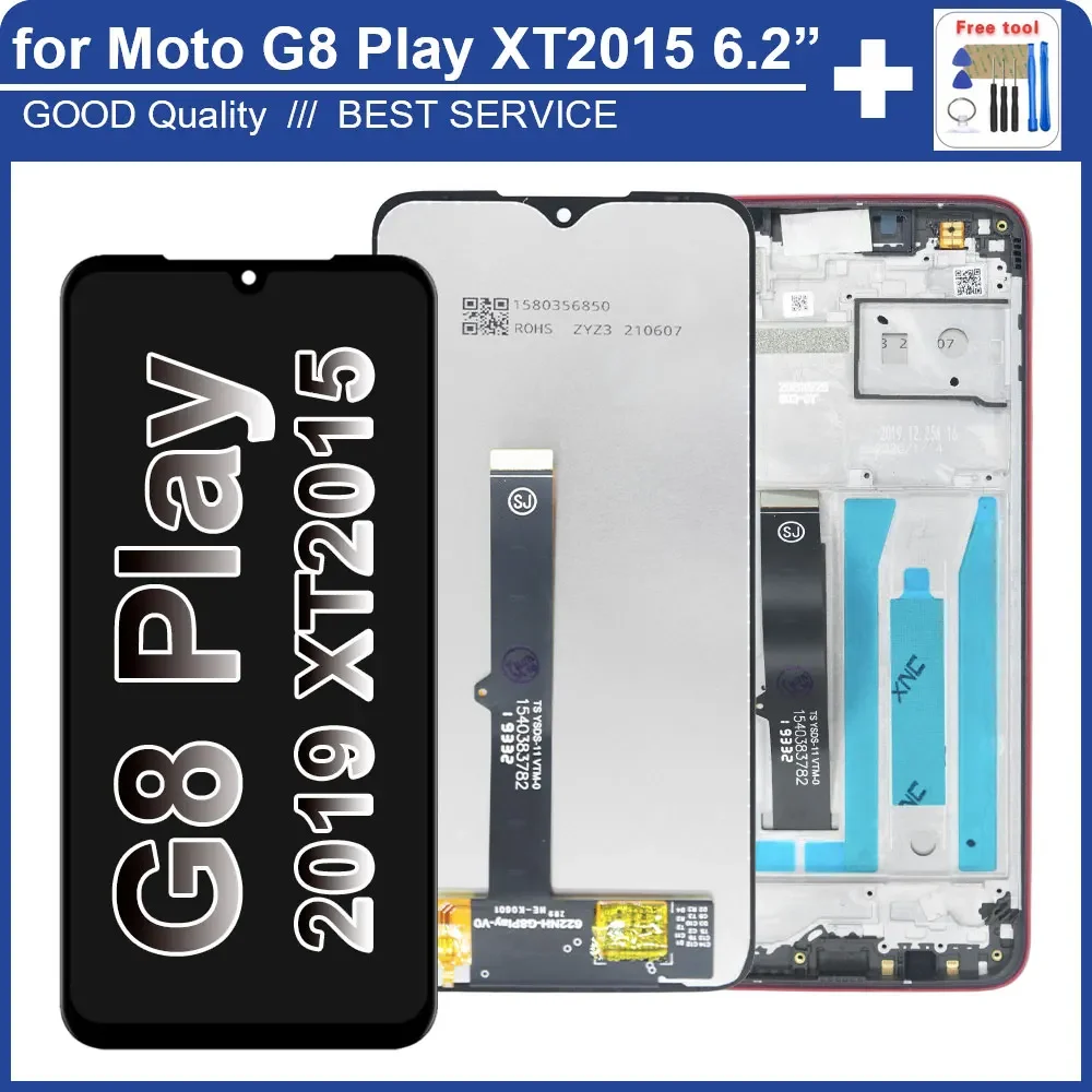 

6.2" for Motorola Moto G8 Play XT2015 LCD Display Touch Screen Assembly Replacement for Moto G8 Play XT2015-2 Display With Frame