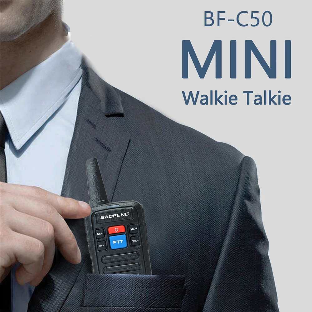 Baofeng Mini Walkie Talkie UHF 400-470MHz Handheld Dual Band Radios BF-C50 16 Channel Long Range 5W Two Way Radio with Charger