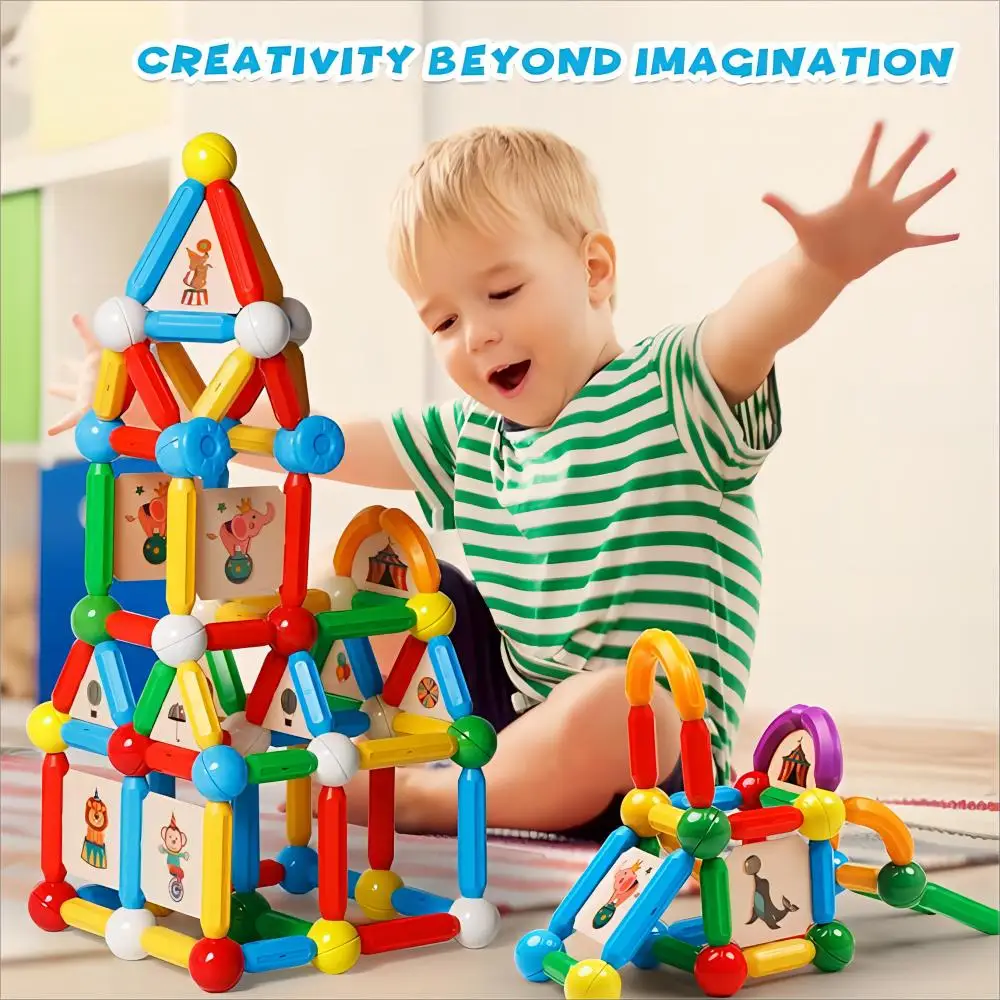 Magblock 90PCS Magnetic Building Sticks Blocks Toys Gift for Boys Girls Magnet Sticks Balls Building Toy Sets Montessori Toys