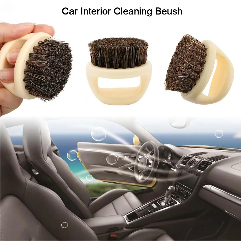 1/2PCS Leather Brush Durable Oil Head Brush Hard Bristle Hair Car Accessories Bristle Brush Universal Car Detailing Brush