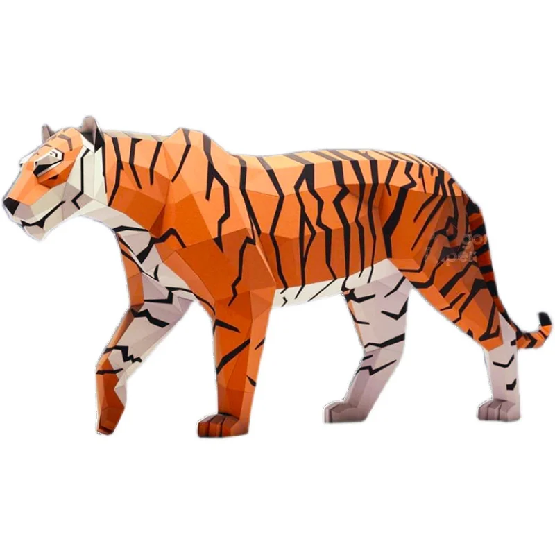 3D Papercraft Tiger Model Folding Paper Work Party DIY Craft Home Room Decoration Craft Decor Paper Figures Miniatures Ornaments