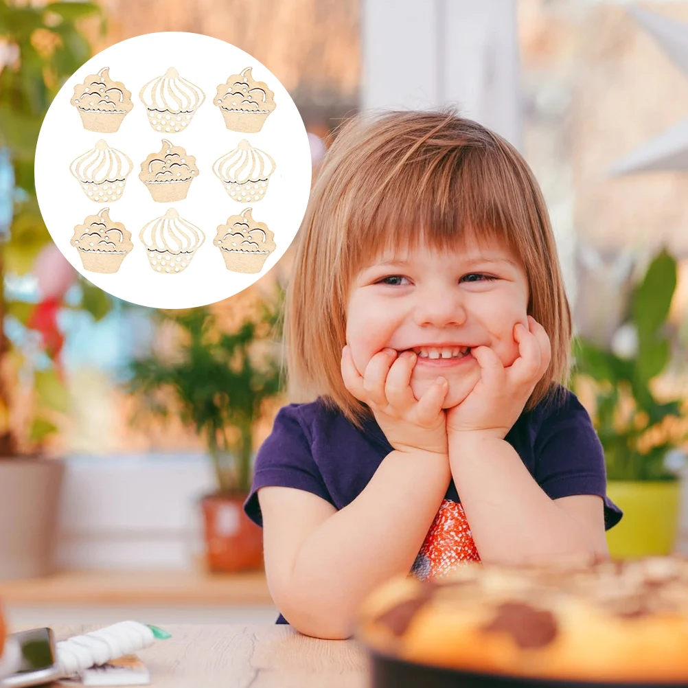 

100pcs Cartoon Cake Shape Wooden Slices Diy Child Handmade Pendant Durable Quality Mixed Style Craft Home Decoration Teaching