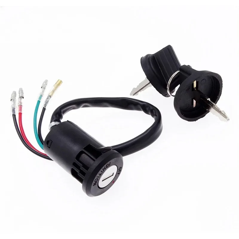 

4 Wires Universal 2 Ignition Keys Start Switch Door Lock Key For Motorcycle Bike ATV