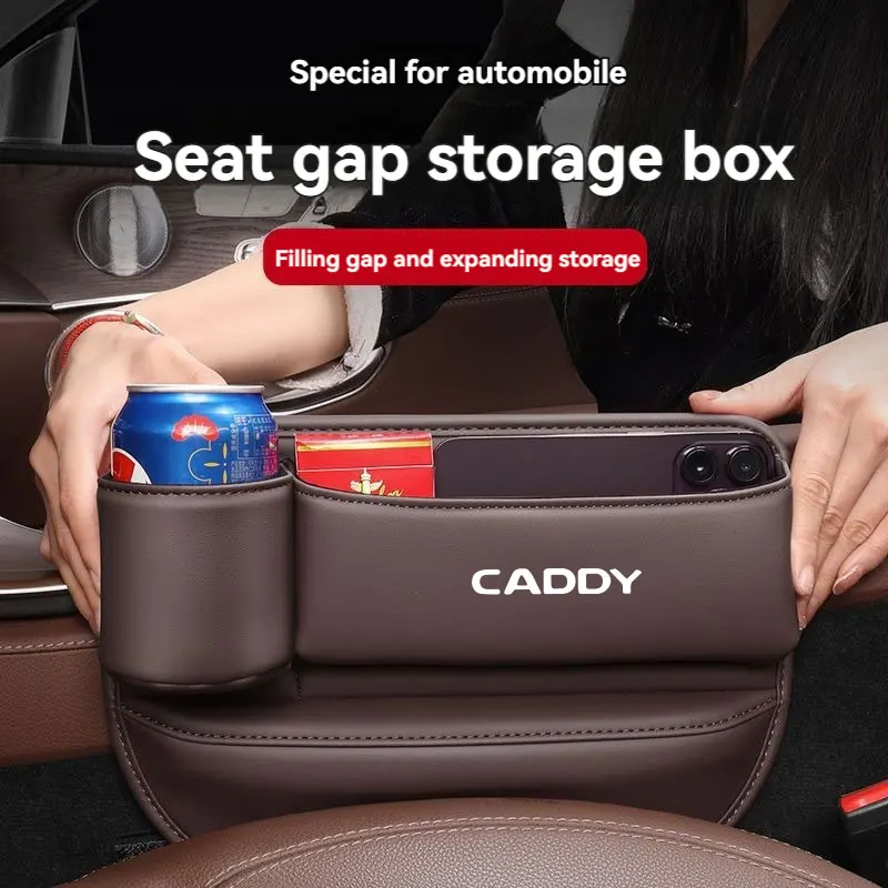 

Leather Car Seat Gap Organizer Crevice Side Storage Box Filler Side Storage Pocket With Cup Holder For Volkswagen VW Caddy Car