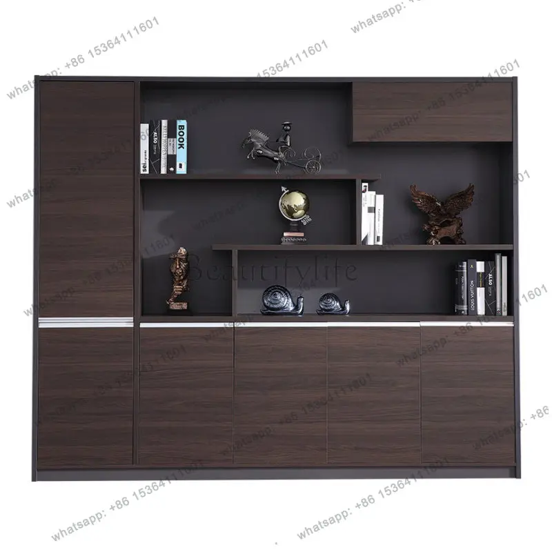 Office Simple Modern Bookcase File Wooden Background Combination File Cabinet with Lock