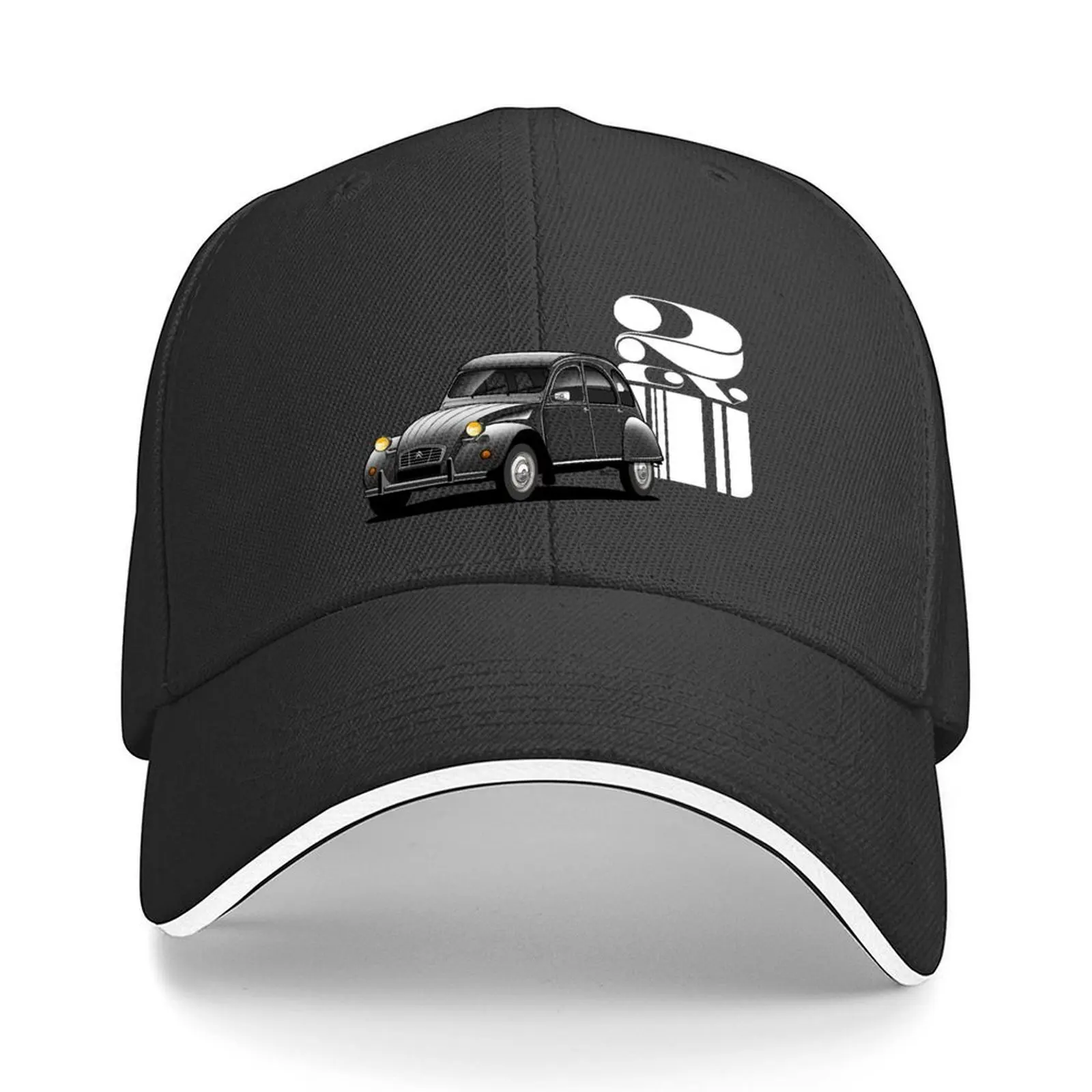 

Deux Cheveux2CV 3/4 outline graphic illustration Baseball Cap Hood Golf Wear Male hat funny hat Golf Men Women's