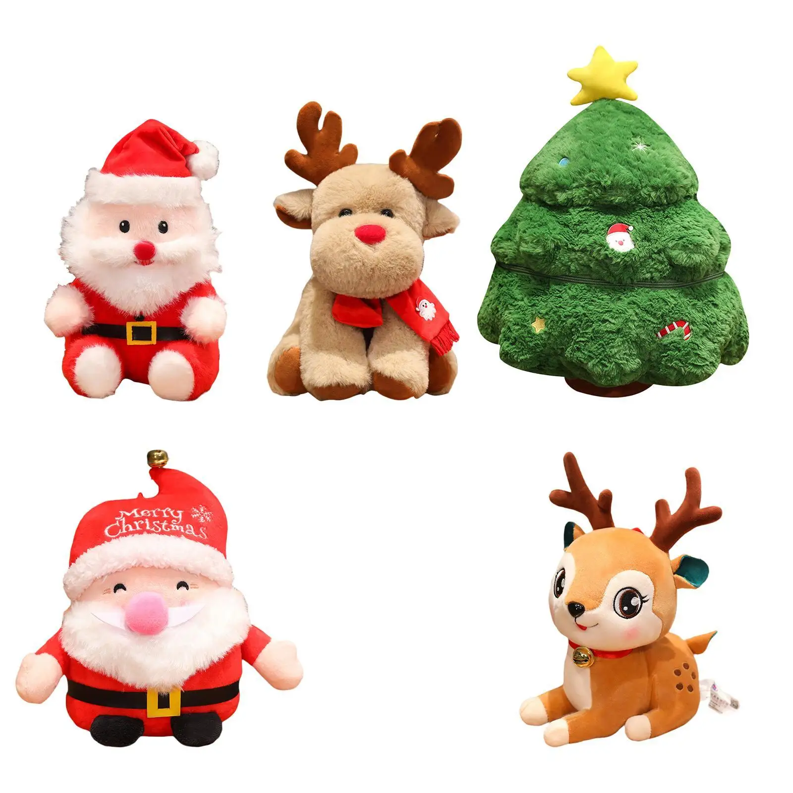 Christmas Plush Toy Home Decoration Cartoon Cute Figurine Doll Christmas Stuffed Doll Decor for Birthday Room Tabletop Kids Car