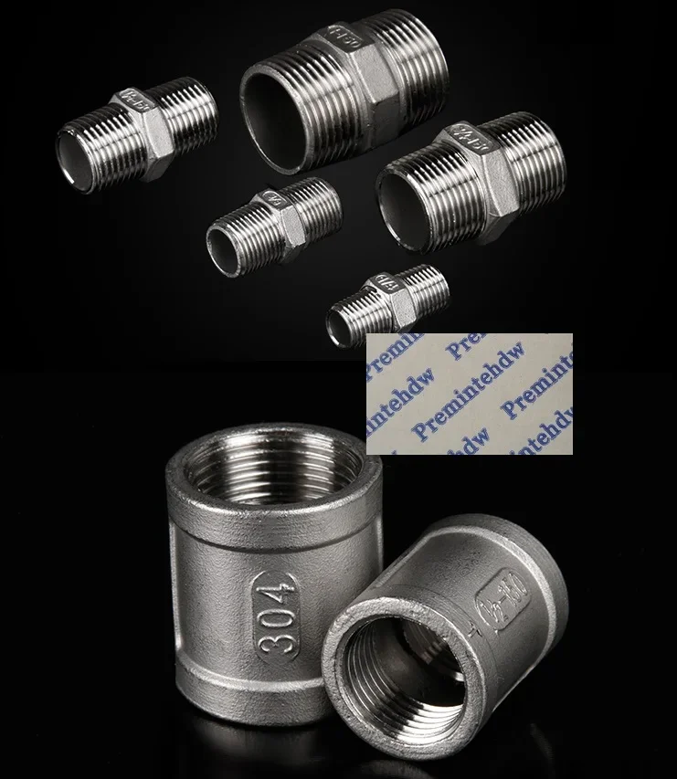 

2Pcs/Lot 304 Stainless Steel Cast 1/4" 1/2" 3/4" 1" Coupling Pipe Fitting Male Female Thread Reducer Adapter