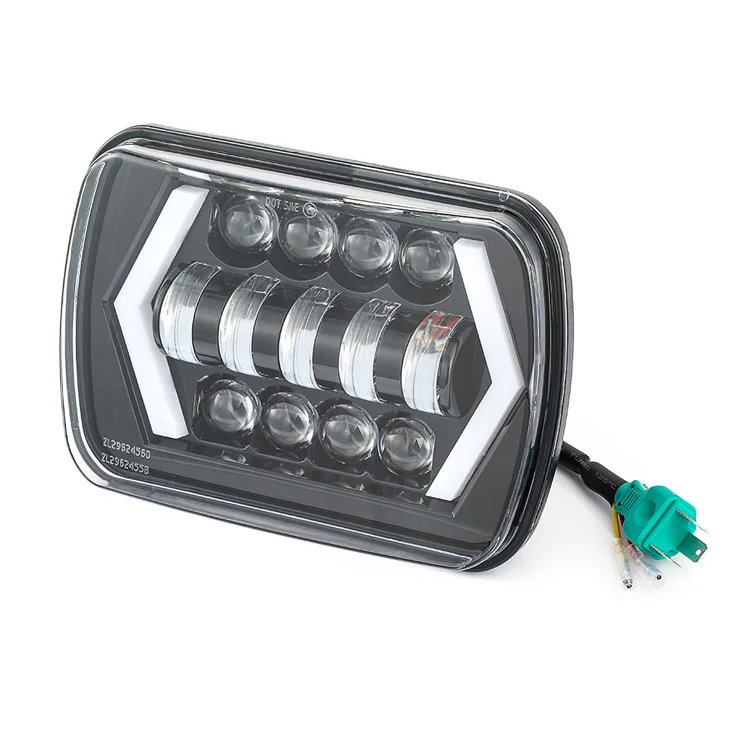 86-95 Square 5x7'' Led Headlight For Jeep Wrangler With Angel Eye