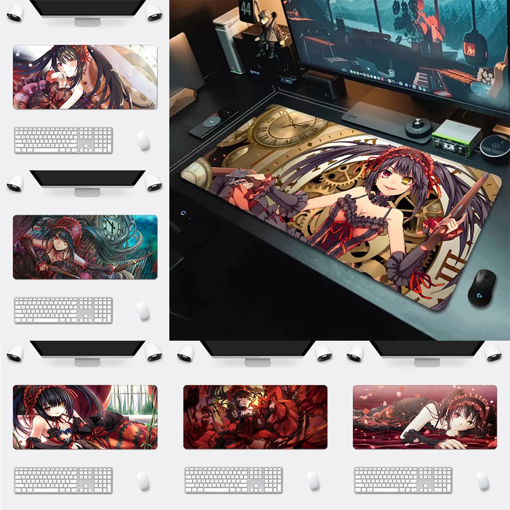 T-Tokisaki Kurumis Mousepad HD Printing Computer Gamers Locking Edge Non-slip Mouse Pad XXL90x40cm Keyboard PC Desk Pad