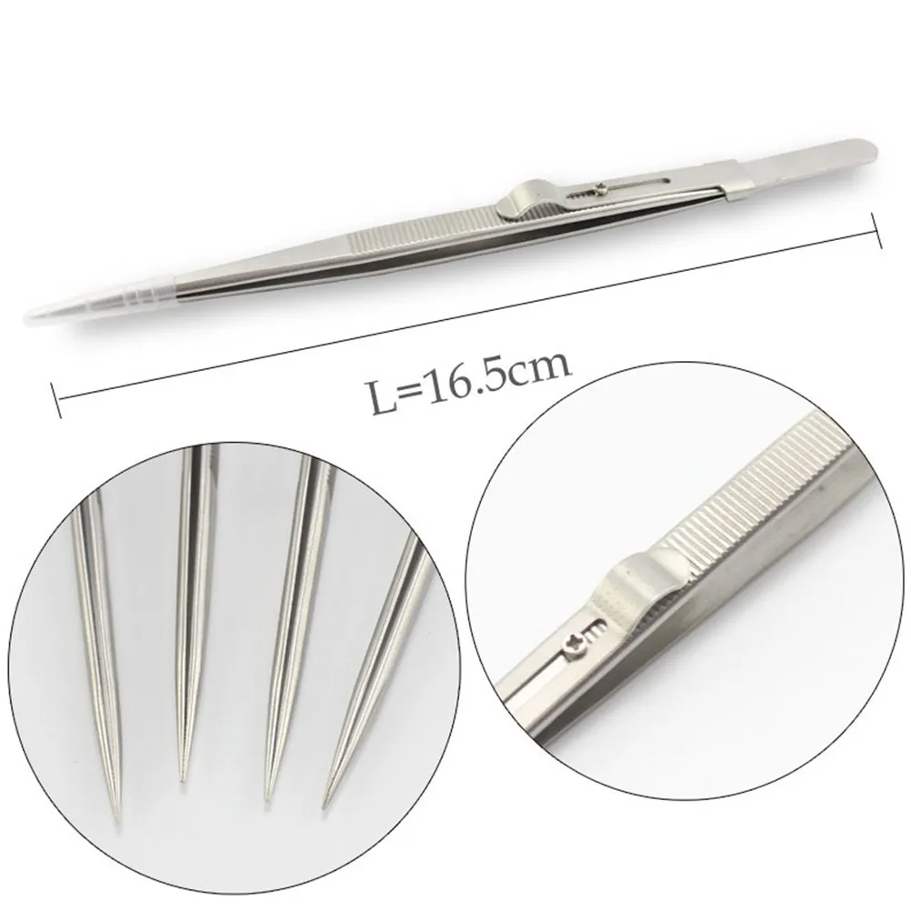 2Pcs Premium Steel Tweezers Set Straight Fine Pointed Tips for Jewelry Making Manicure Machine Repair DIY Professional Use