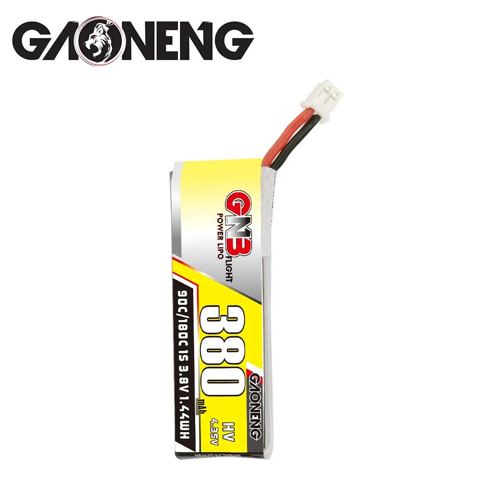 Gaoneng 180C 90C ขนาดเล็ก380mAh HV 1S 3.8V แบตเตอรี่ Lipo แบบ PH2.0 Micro whoops powerwhoop quads Quadcopter helicopter