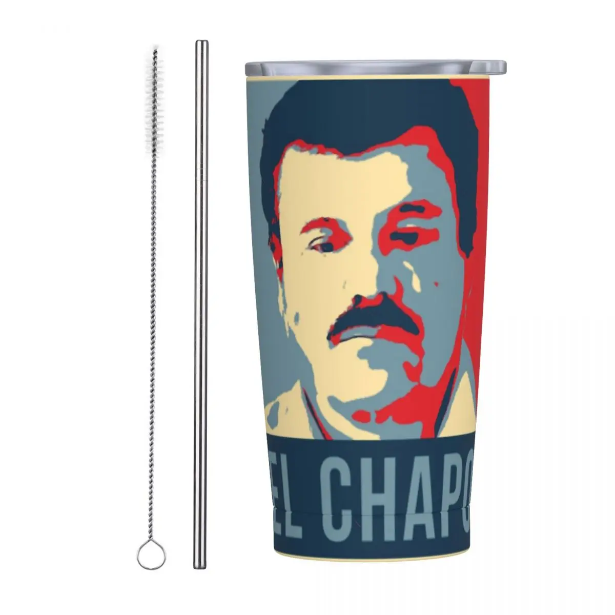 Joaquin El Chapo Guzman Narcos Crime TV Pablo Escobar Stainless Steel Tumbler Mugs Thermal Cold Cup Straw With Lid 20oz