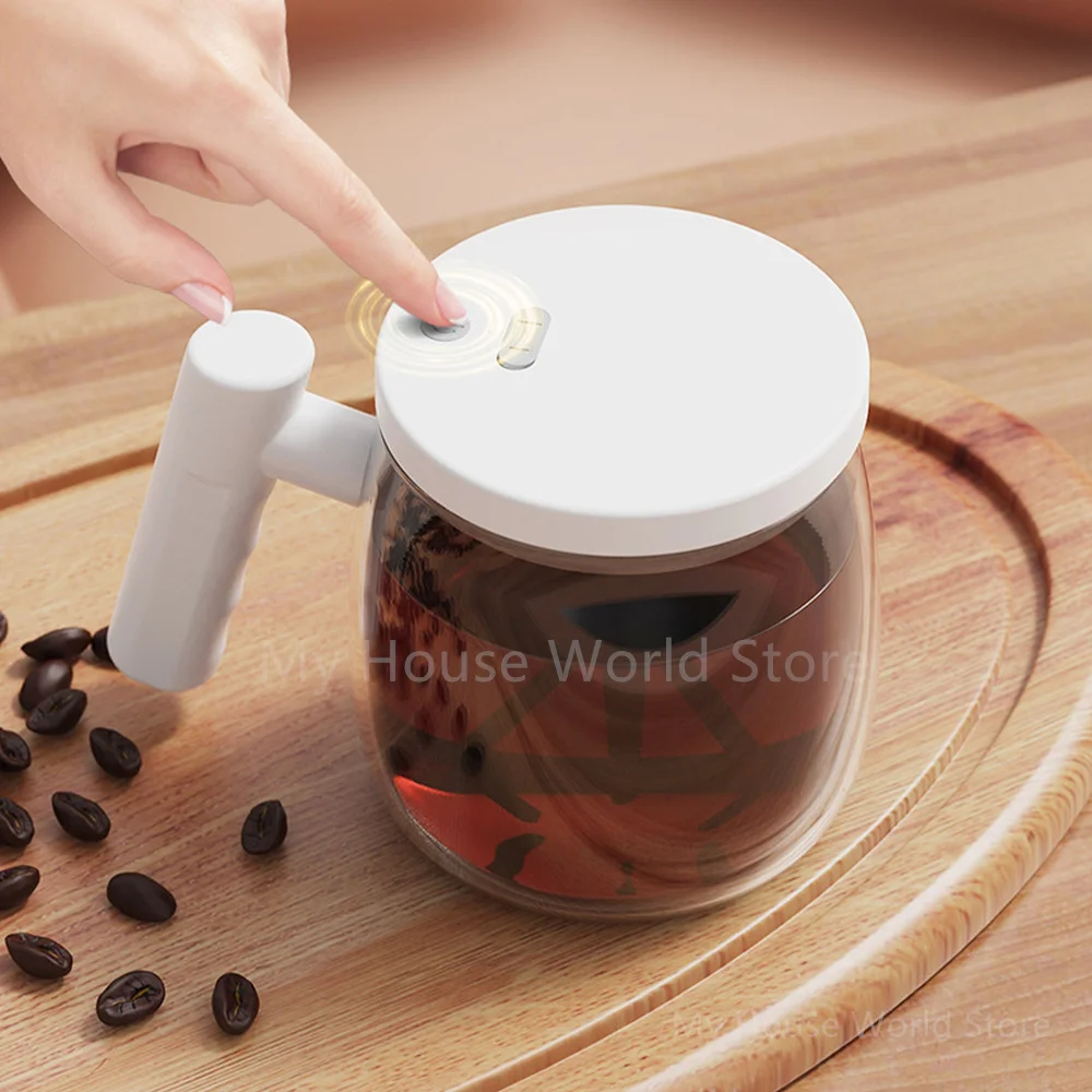 Automatic Stirring Cup Mug 400ml Portable Rechargeable Electric Glass Waterproof Rotating Magnetic Self Stirring Coffee Mug Cup