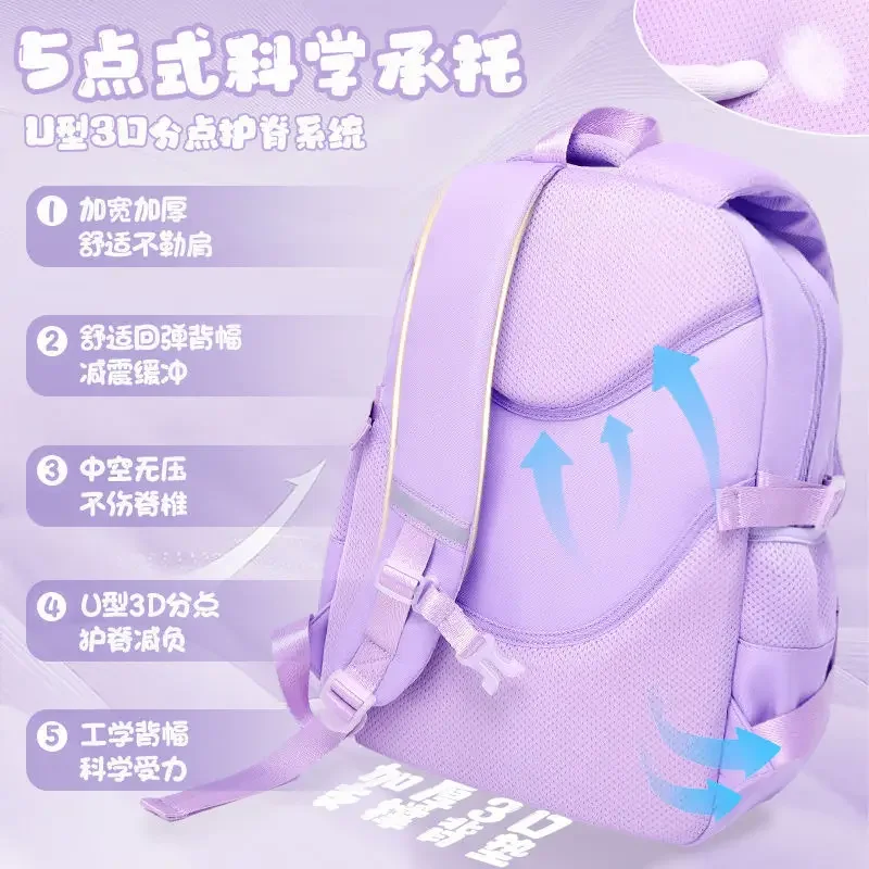 Sanrio-mochila escolar Hello Kitty para estudiantes, protección de columna vertebral, ligera, doble hombro, hombre y mujer, niños lindos, nuevo