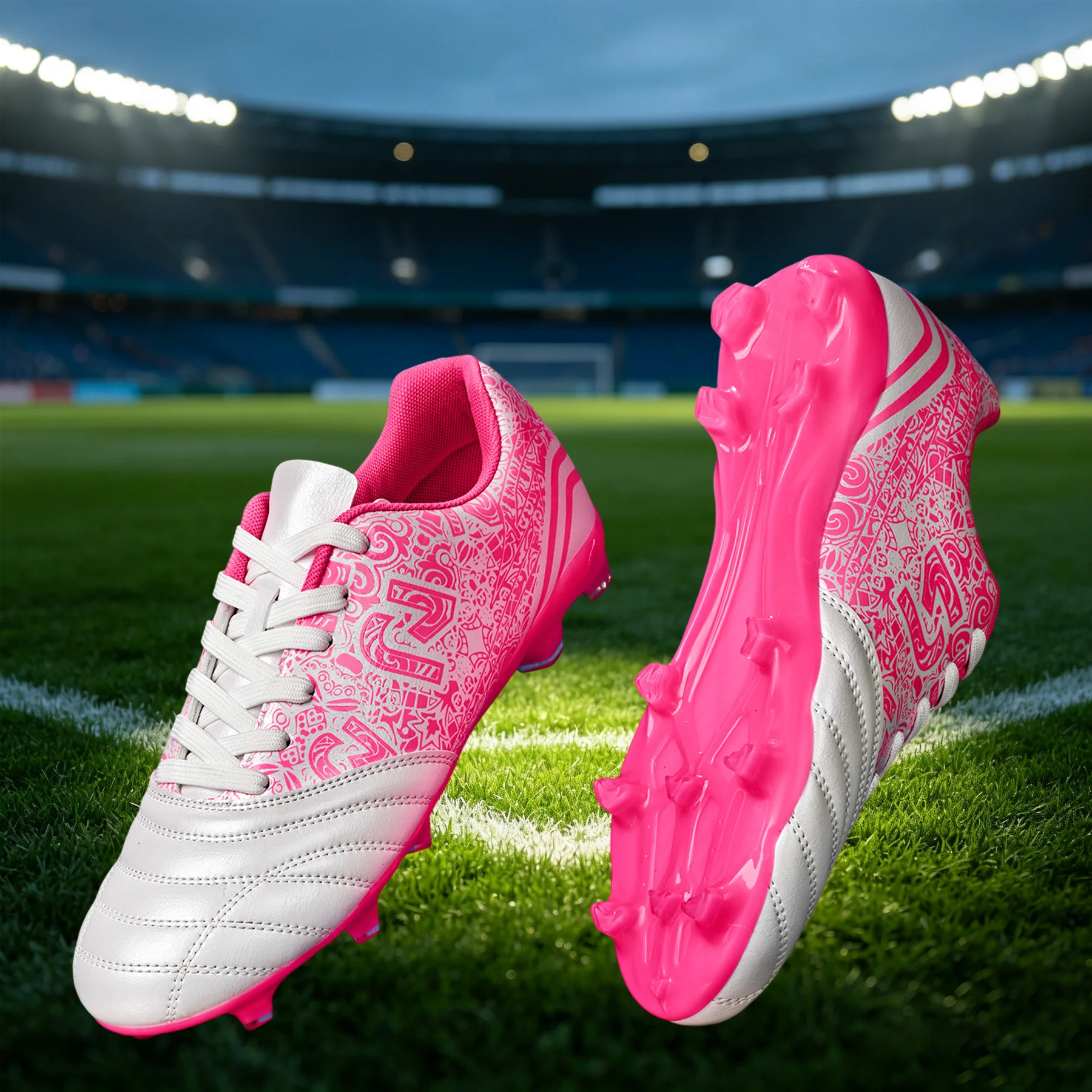Men AG FG Football Cleats Soft PU Upper Reinforced Stud Structure For Adult Outdoor Lawn Football Match And Training