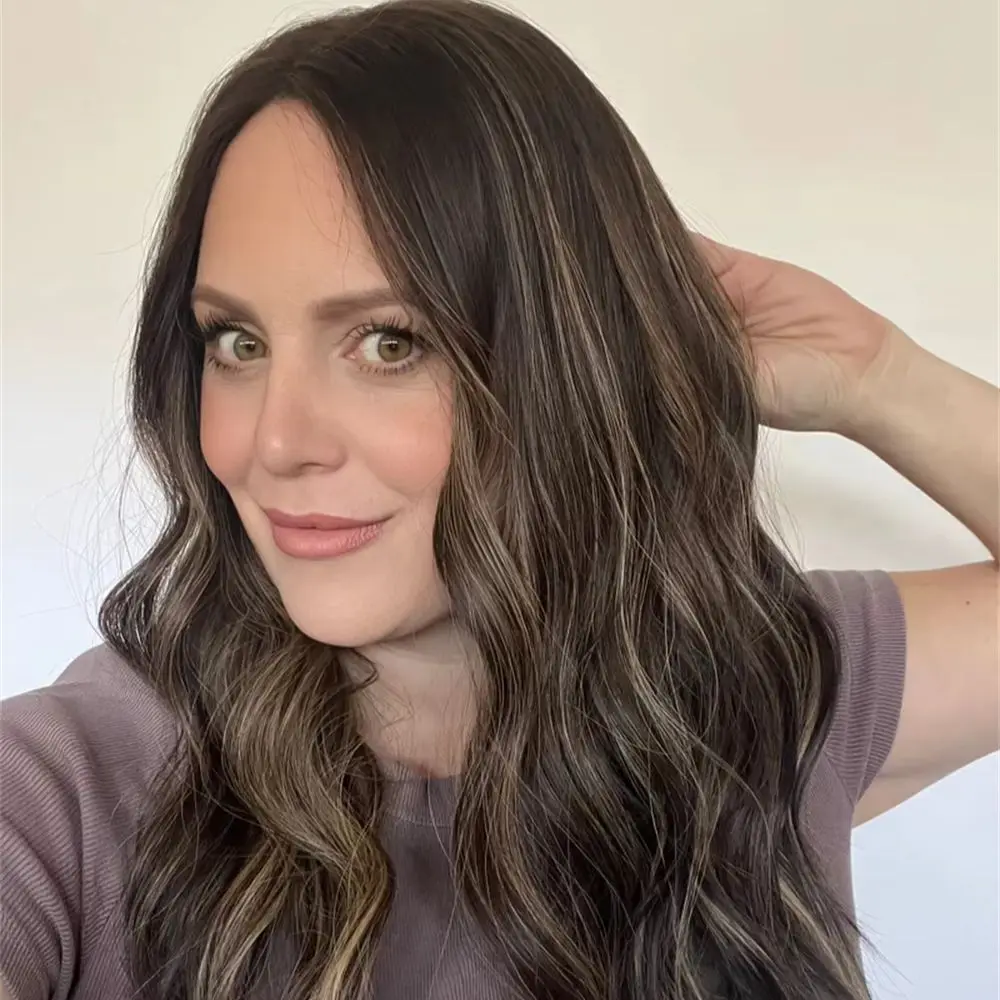 Trendy Wigs Ombre Dark Brown Synthetic HD Lace Front Wig High Quality Glueless Wig Preplucked Hairline with Baby Hair Cosplay