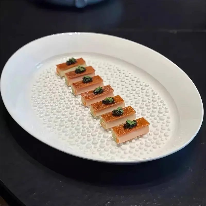 Matte Bead Dot Porcelain Bowl Irregular Ramen Bowl Soup Bowl Dessert Pasta Bowls Salad Bowls Molecular Cuisine Tableware