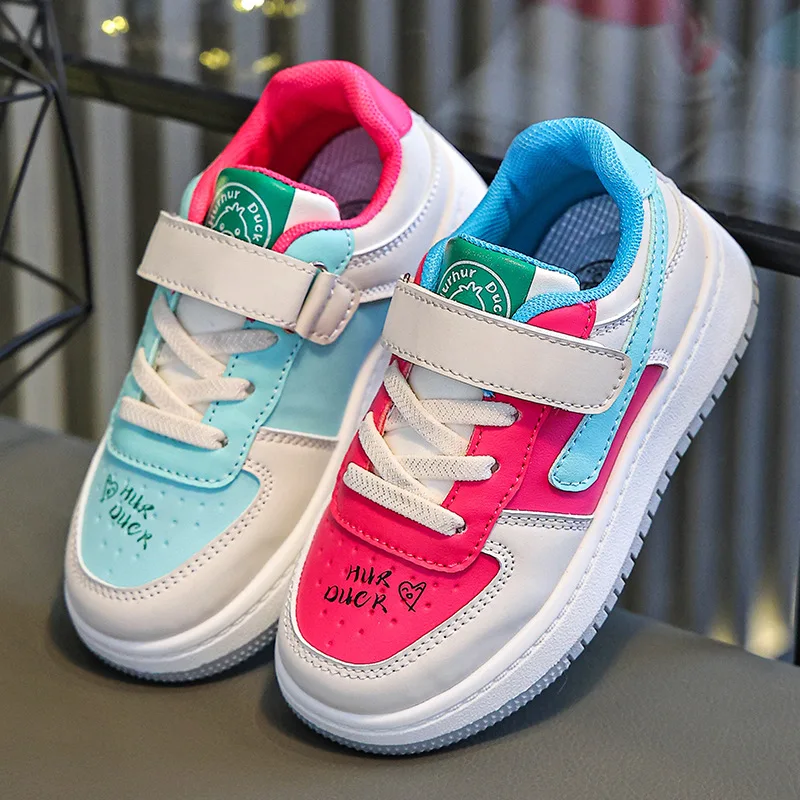 

Детские низкие кроссовки для больших детей, кожаная повседневная обувь унисекс, двухцветная спортивная модная обувь на шнуровке для школьников