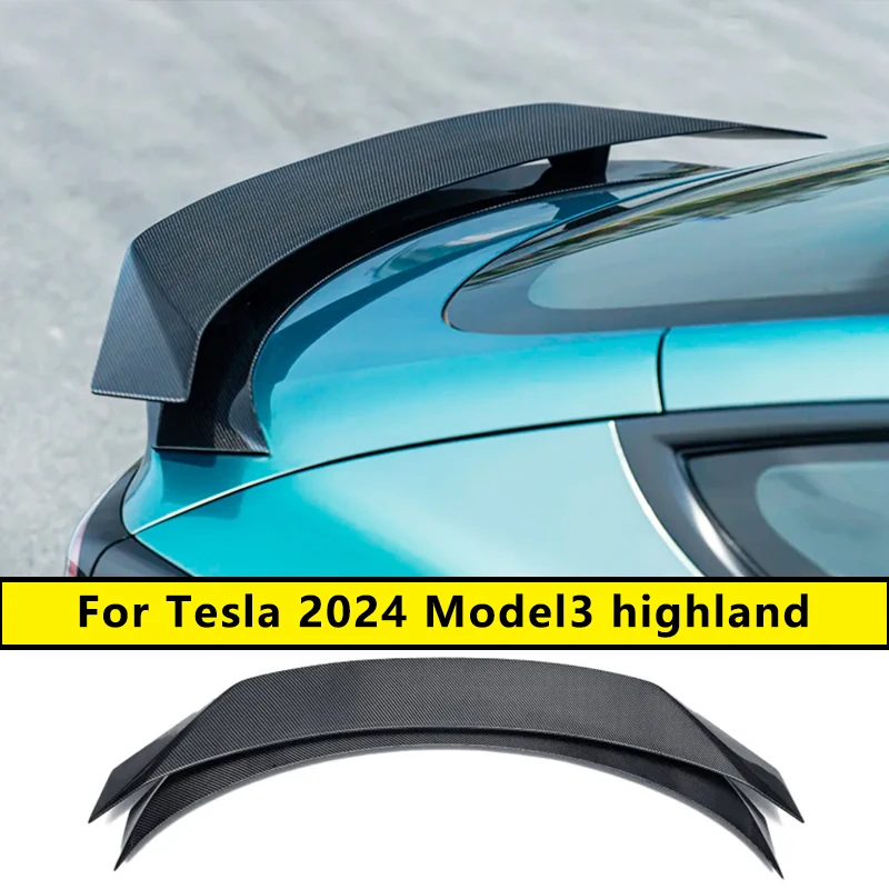 

For 2024 Tesla Model 3 highland Carbon fiber racing GT Sports Spoiler Wing Car Tailgate Trim Decklid Lip Body Kit Accessories