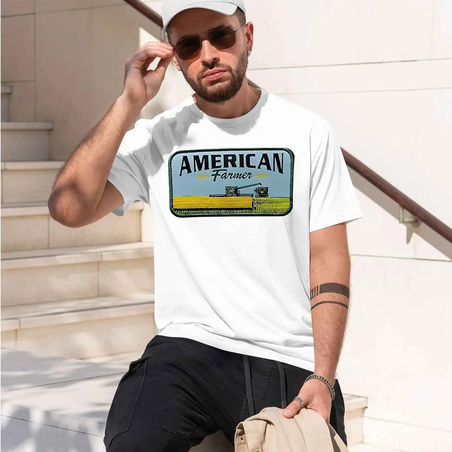 Ameran Fer Snapback Yellow with Wheat Field Design Durable Comtable 2026 New Model Men’s Short-sleeve crewneck T-Shirt Classic C