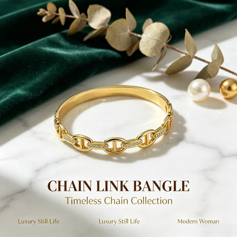Fashion Gold Color Adjustable Opening Zircon Bangle Stainless Steel INS Style Classic Bracelet For Women Party Jewelry Gift 60MM